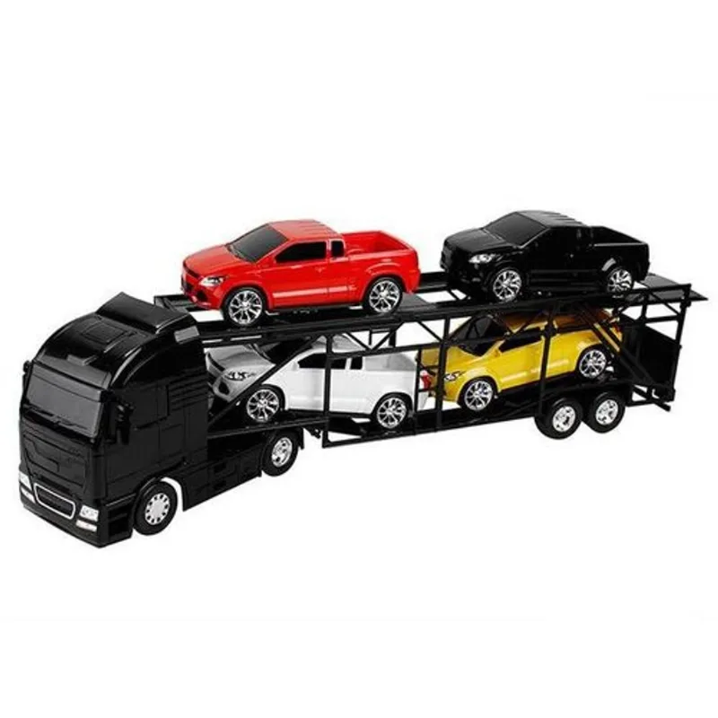 Diamond Truck Cegonheira Com 4 Pickup Preto 1321 - Roma
