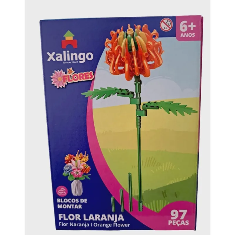 Blocos de Montar - Flor Laranja - Mundo Encantado xalingo