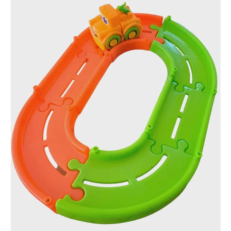 Pista Interativa - Happy Cars - Caminhaozinho Guincho Rebocador Laranja Floral - 259 - jp brink ltda epp