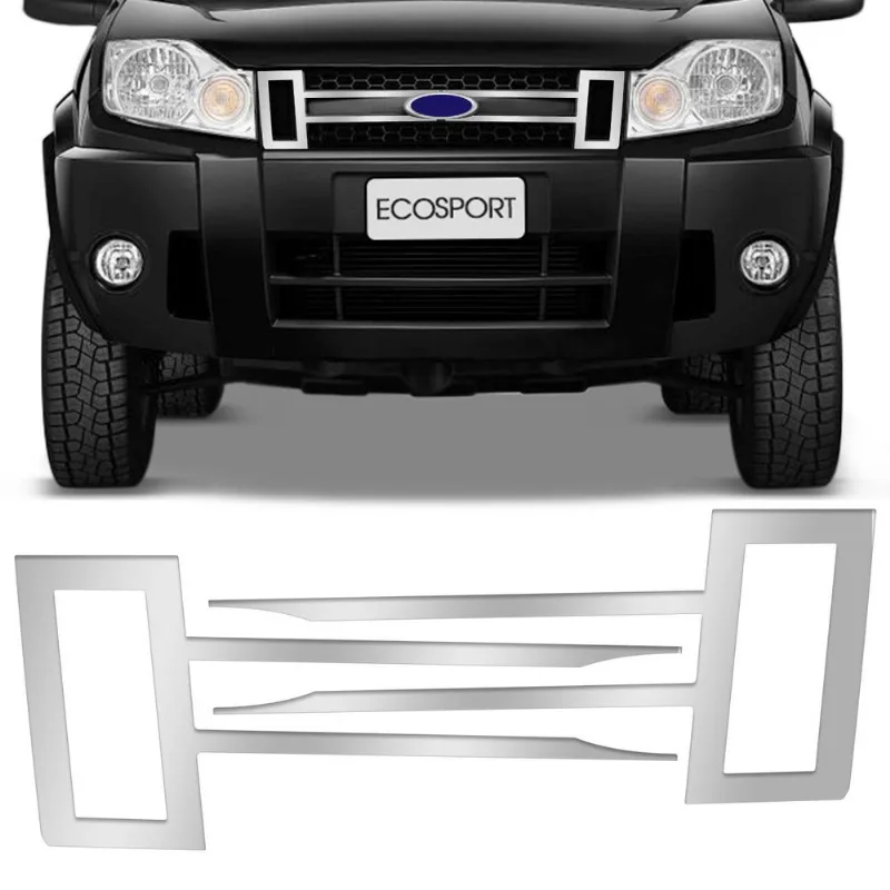 Aplique Cromado Grade Frontal Para-choque Ecosport 08 a 10 Modelo Tipo Original Encaixe Sob Medida