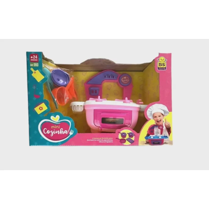 Kit Mini Cozinha - Fogaozinho c/ Panela Forno - Rosa bstoys