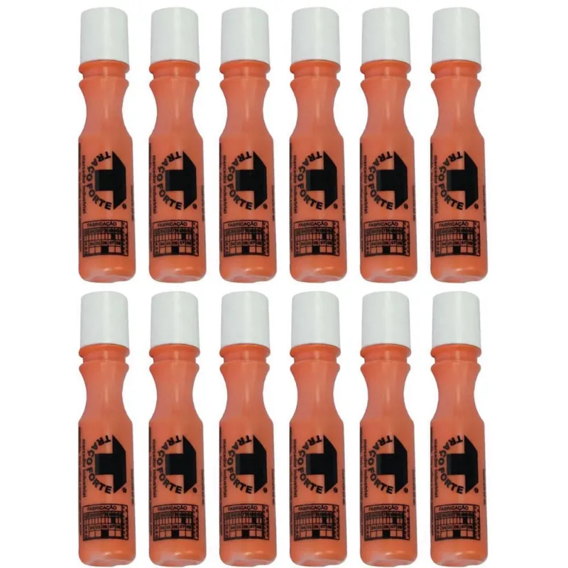 Kit 12 Marcadores Industrial Laranja 3Mm Baden