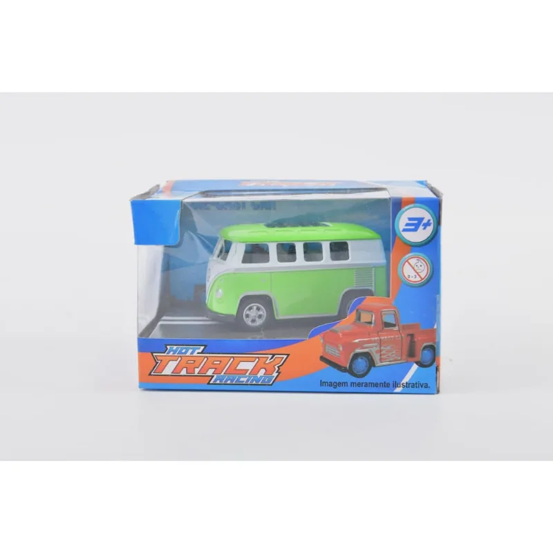 Veiculo de Metal Pequeno - Hot Track Racing - Kombi Verde terraco