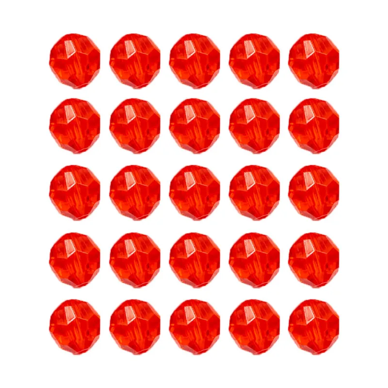 Bola Sextavada Passante 10Mm Em Acrilico Com 500Gr 012 - Vermelho 12