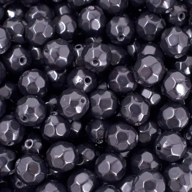 Bola Sextavada Passante 10Mm Em Acrilico Com 500Gr 072 - Preto
