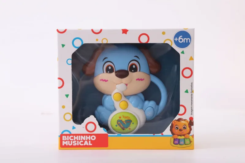 Chocalho Musical - Som e Luzes - Cachorro Azul TERRACO - Ciatoy