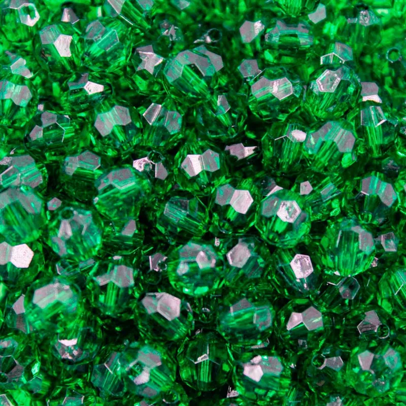 Bola Sextavada Passante 08Mm Em Acrilico Com 500Gr 017 - Verde Escuro