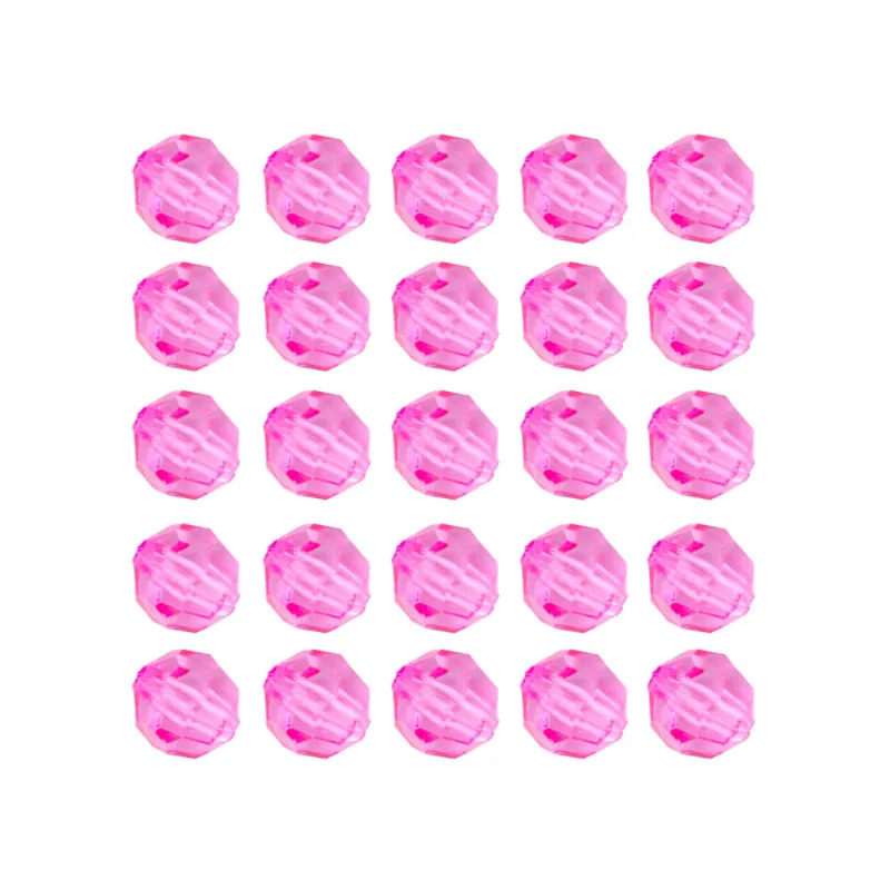 Bola Sextavada Passante 08Mm Em Acrilico Com 500Gr 0047 - 08-Rosa