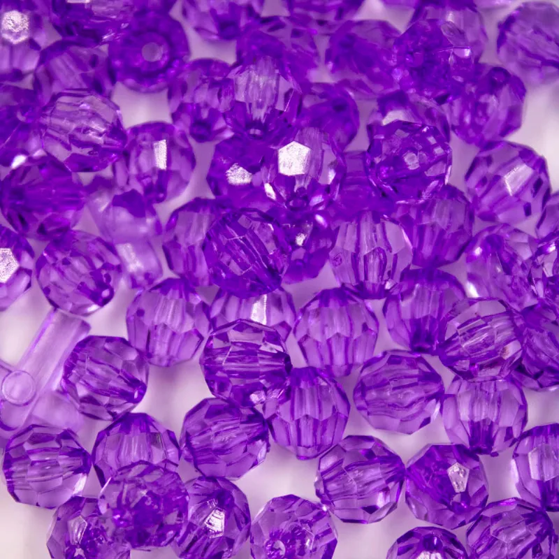 Bola Sextavada Passante 08Mm Em Acrilico Com 500Gr 050 - Roxo Claro 050