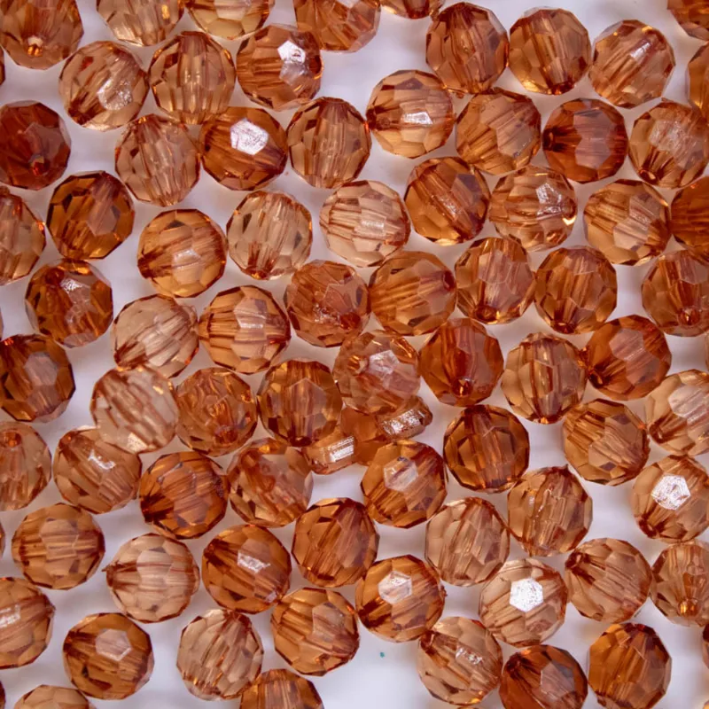 Bola Sextavada Passante 08Mm Em Acrilico Com 500Gr 059 - Marrom 1