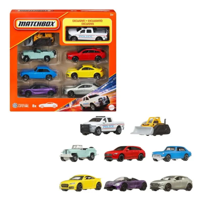 Carrinho - Matchbox Policia Com 8 Carros MATTEL - Mattel