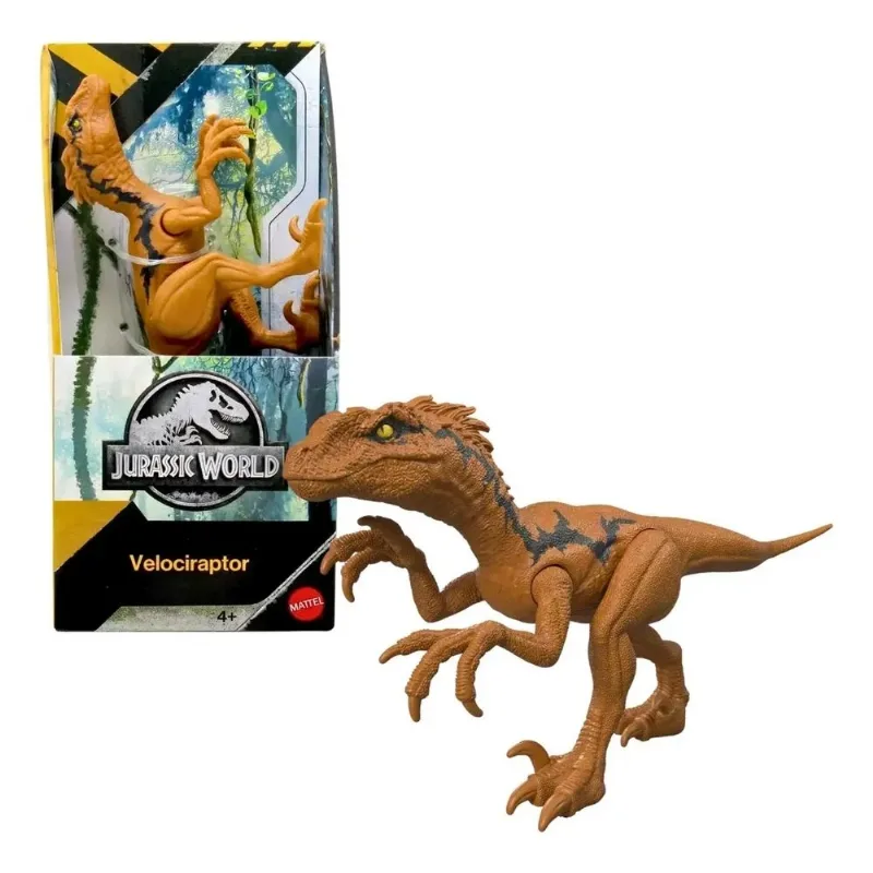Dinossauro Jurassic World - Velociraptor Marrom - 14 cm MATTEL