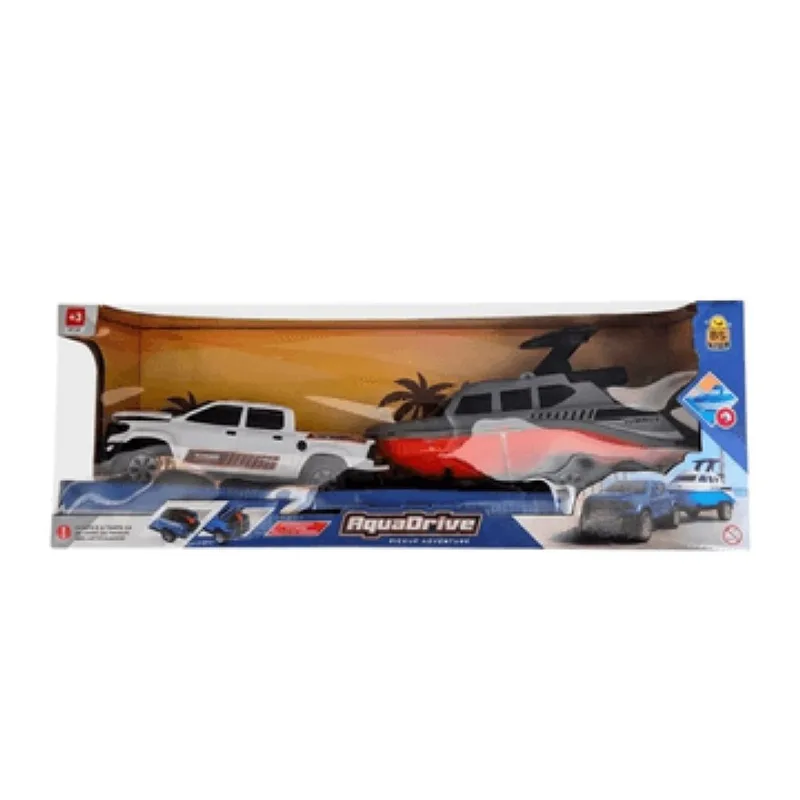 Carrinho - Caminhonete Aquadrive Com Lancha - Branca - BSTOYS