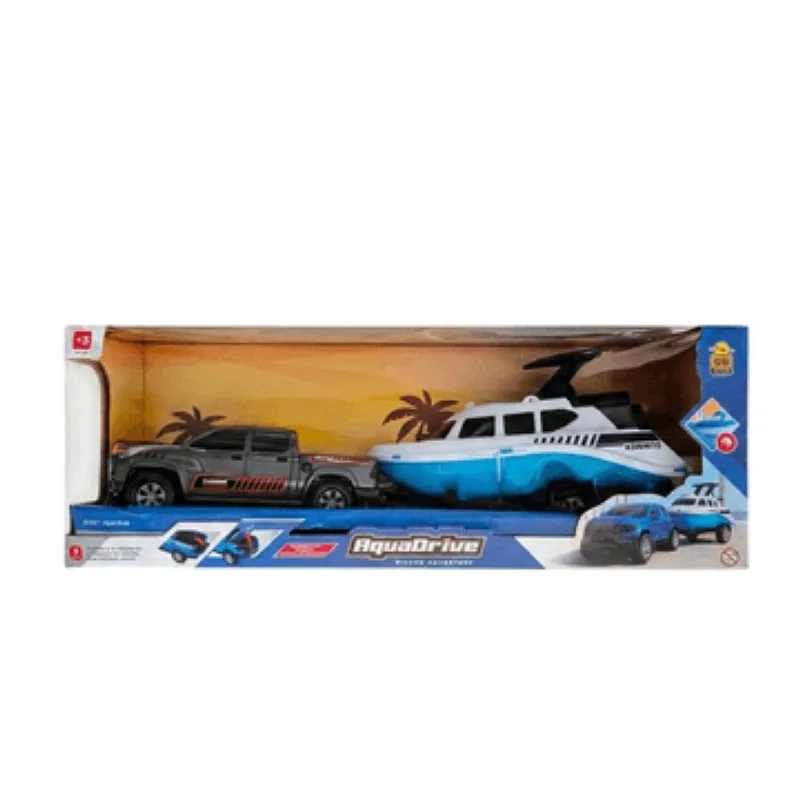 Carrinho - Caminhonete Aquadrive Com Lancha - Preta - BSTOYS