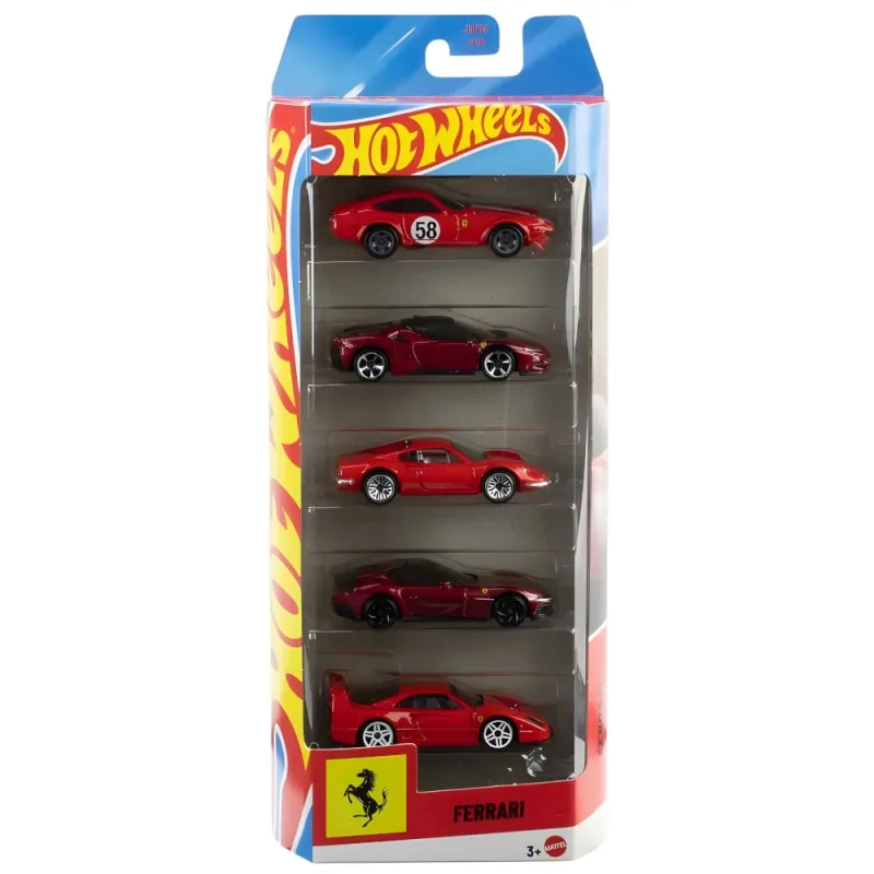 Pack Hot Wheels - 5 Carros Rosso Ferrari - MATTEL - HOT WHEELS
