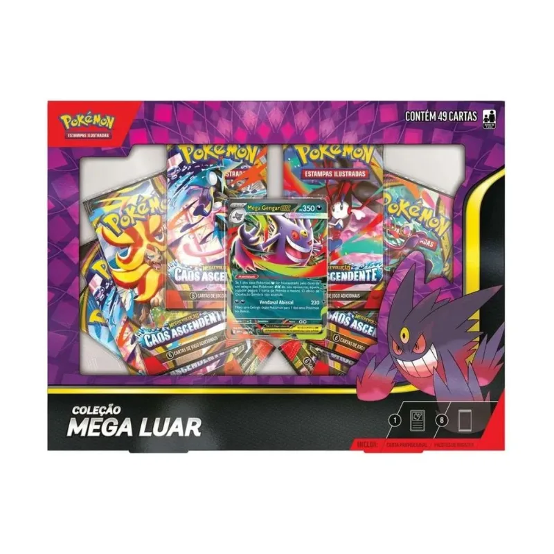 Jogo de Cartas - Pokemon Box - Colecao Mega Luar - Roxo - COPAG DA AMAZONIA
