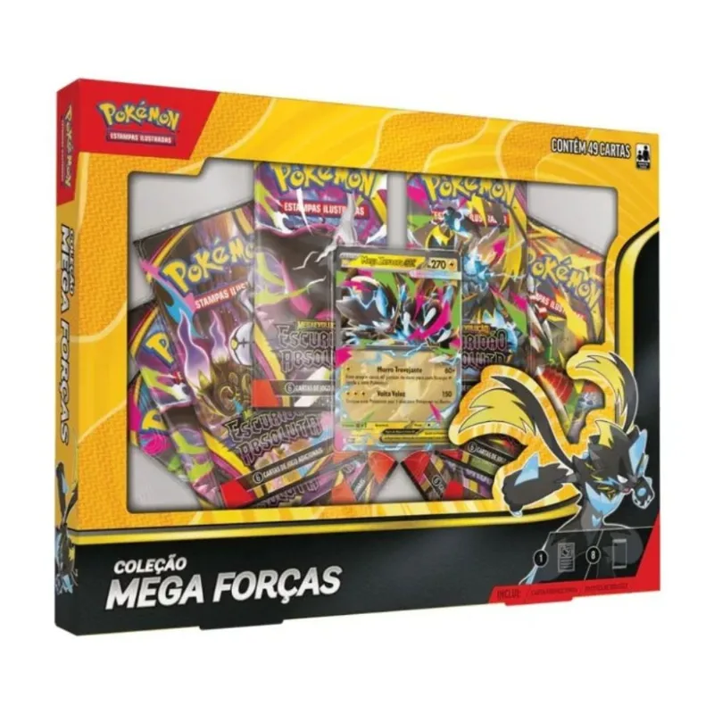 Jogo de Cartas - Pokemon - Box Colecao Mega Forcas - Zeraora - COPAG DA AMAZONIA
