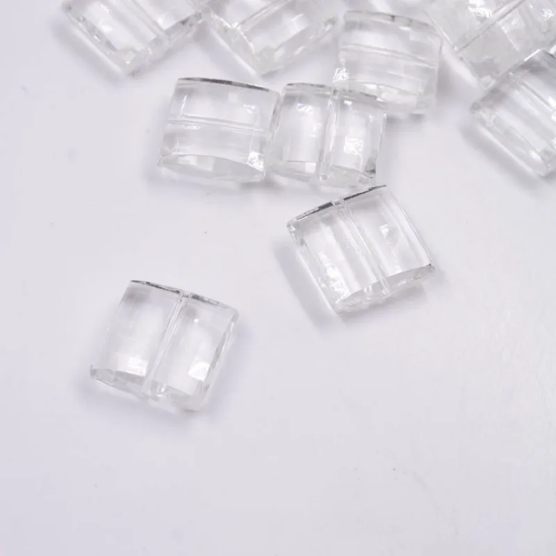 Pastilha Quadrada Passante 20Mm Em Acrilico Com 500Gr Cristal Transparente