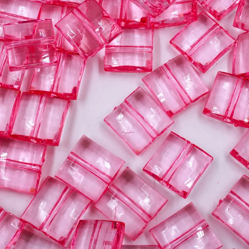 Pastilha Quadrada Passante 20Mm Em Acrilico Com 500Gr 004 - Rosa 04