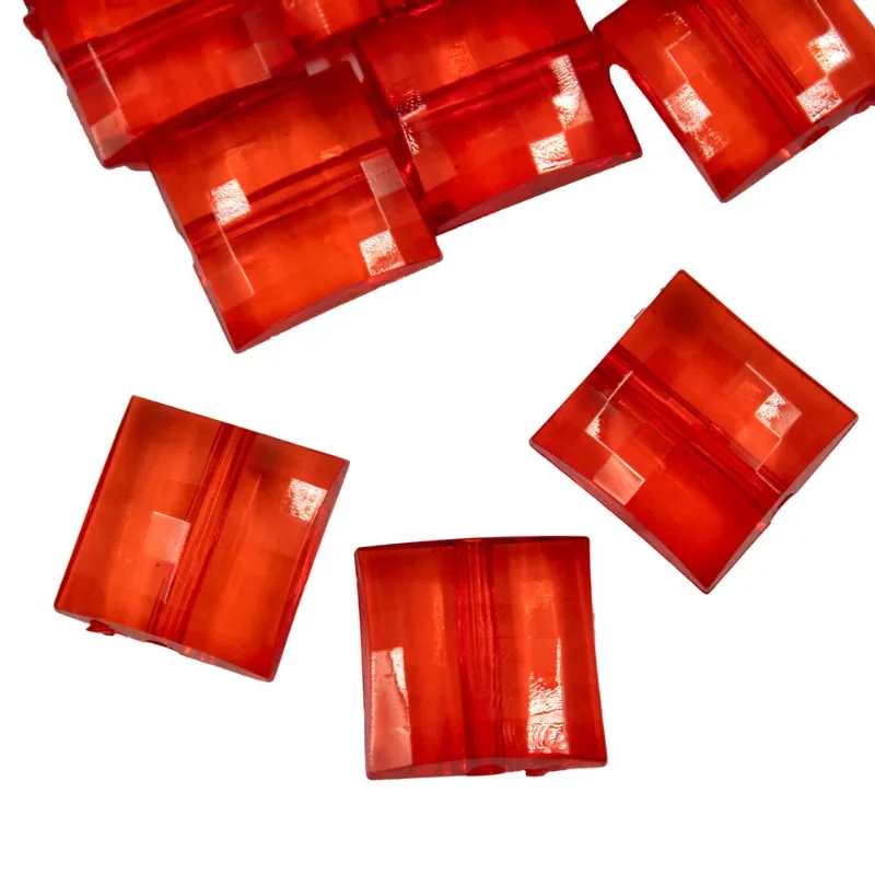 Pastilha Quadrada Passante 20Mm Em Acrilico Com 500Gr 012 - Vermelho 12