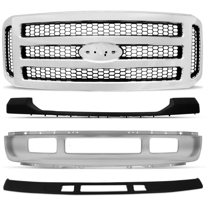 Kit Transformação F250 F350 de 1999 a 2006 para 2007 a 2014 Para-choque Grade Saia Acabamento Bigode