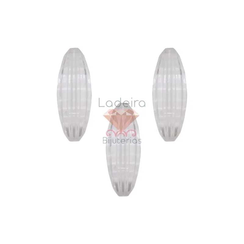 Oval Sextavado Passante 12X33mm Em Acrilico Com 500Gr Cristal Transparente