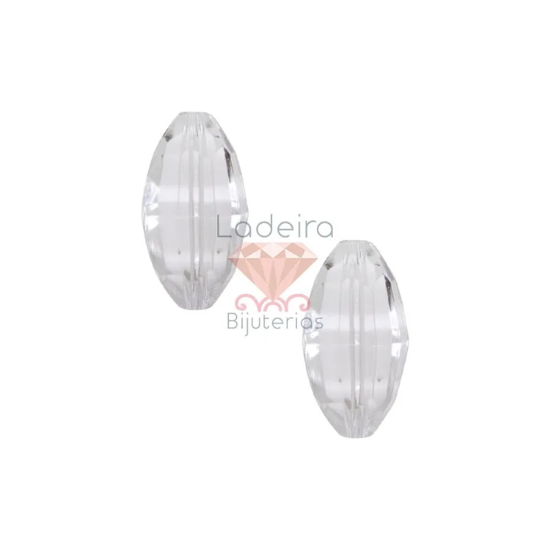 Azeitona Passante 18X31mm Em Acrilico Com 500Gr Cristal Transparente