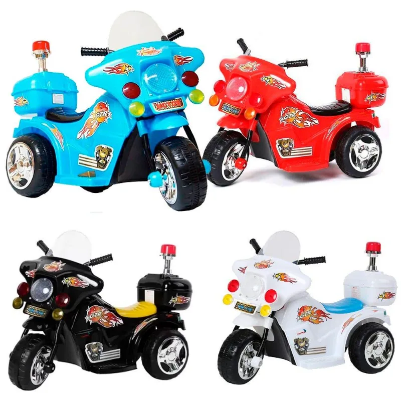 Mini Moto Elétrica Triciclo Infantil Polícia Várias Cores Importway-vermelho