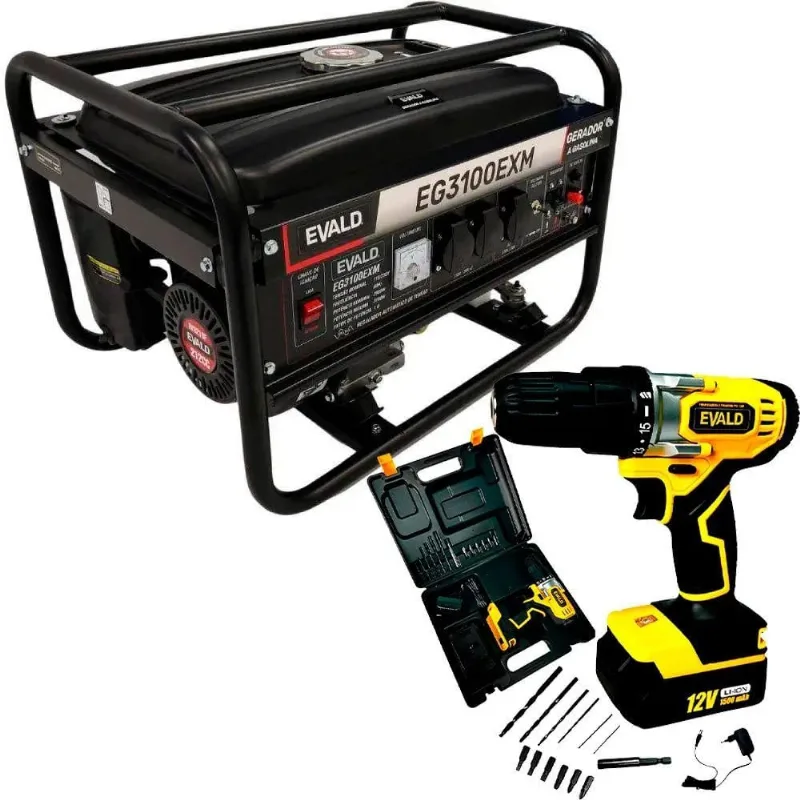 Gerador Energia 3,1 KVA + Parafusadeira EVALD 12V - 'Generico'