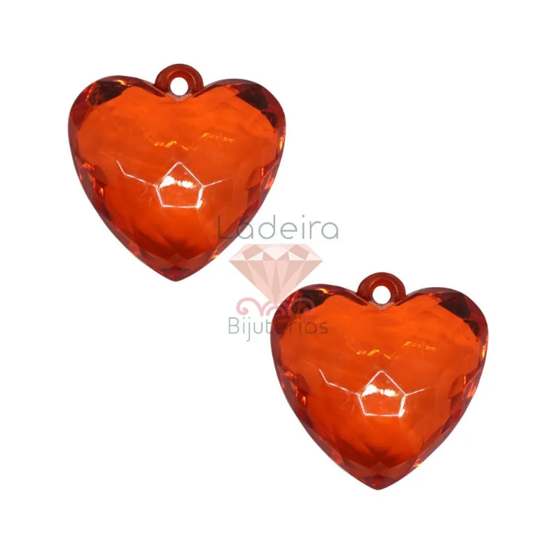 PINGENTE CORAÇAO 40X42MM EM ACRILICO COM 500GR 012 - Vermelho 12