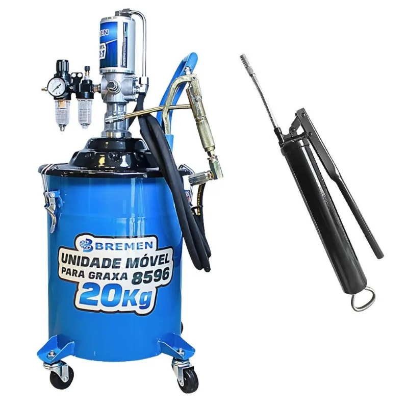 Bomba Propulsora Pneumática Móvel 20kg E Bomba Manual Para Graxa 500g Bremen