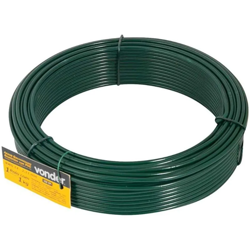 Arame Revestido Pvc Verde Rolo 1kg Bwg14 Vonder