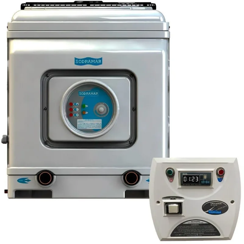 Aquecedor Trocador Calor Sd-80 Titânio 220v Trifásico Com Quadro Painel Digital Piscinas Até 62.000l Sodramar