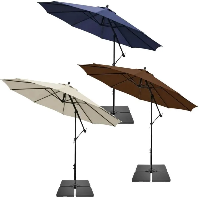 Ombrellone Lateral Suspenso CL-BO-60L para Jardim com Manivela Bege com Base 60L - OUTRAS