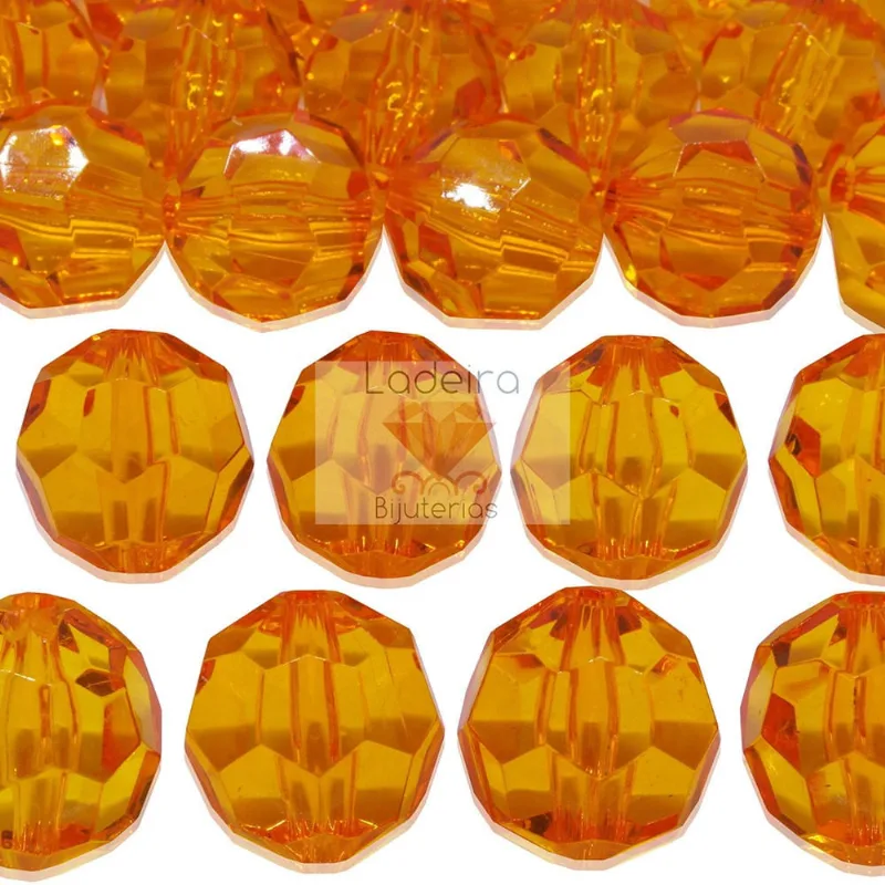 Bola Sextavada Passante 20MM em Acrilico com 500GR 025 - Laranja 048