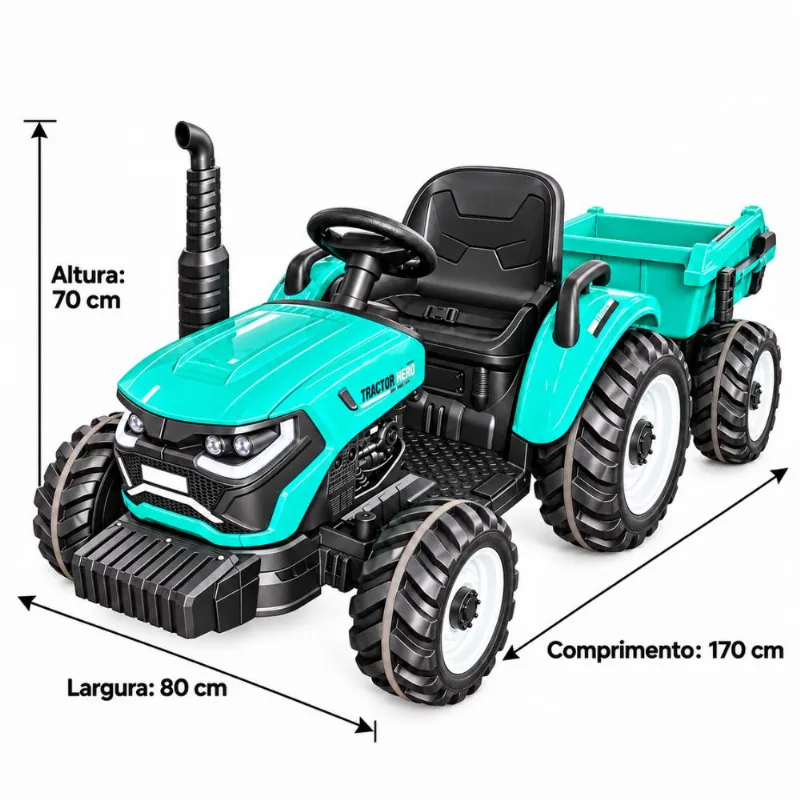 Trator Elétrico Infantil 24v Power Kid Verde Com Controle Remoto Bang Toys