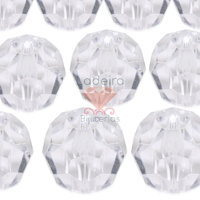 BOLA SEXTAVADA PASSANTE 30MM ACRILICO COM 500GR Cristal Transparente