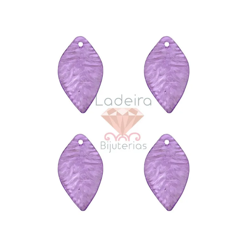 Pingente Folha 16X26mm Em Acrilico Com 500Gr 048 - Lilas 048