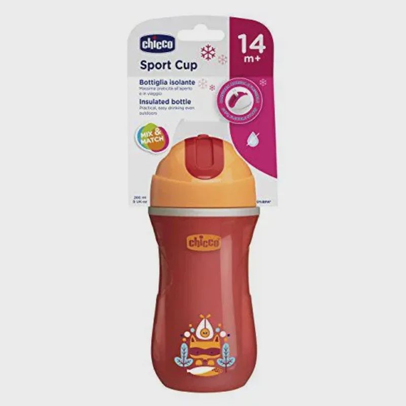 Copo Canudo Antivazamento Chicco Sport Cup - 14m + Vermelho