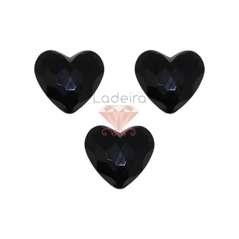 CORAÇAO SEXTAVADO PASSANTE 25X29MM EM ACRILICO COM 500GR 072 - Preto