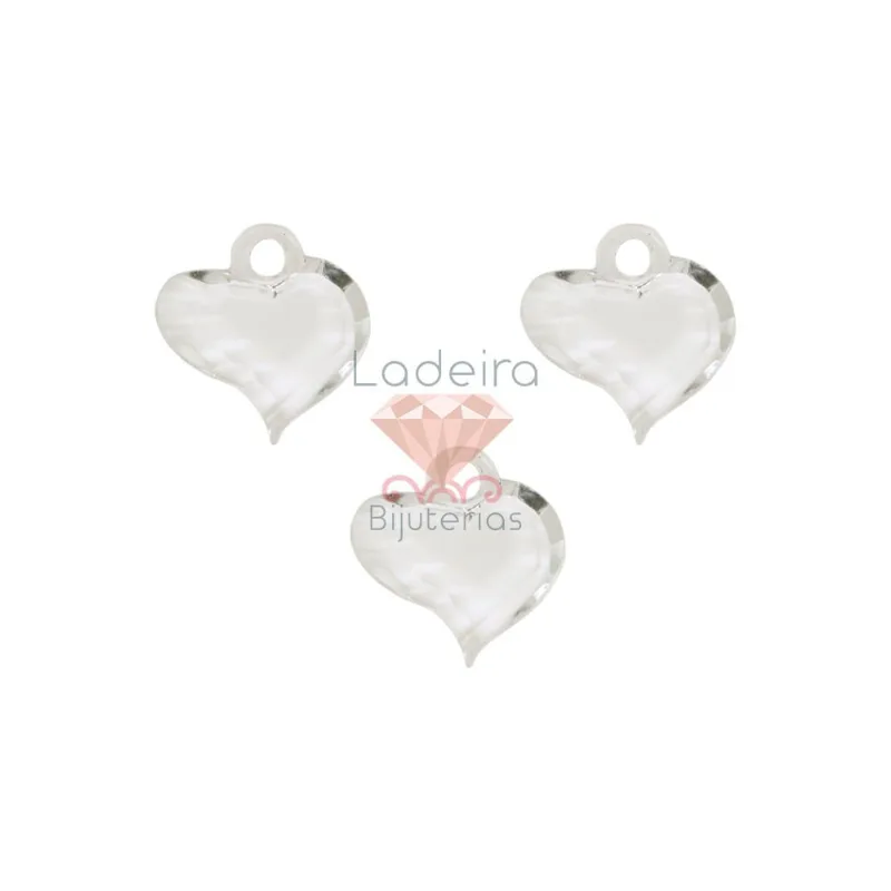 Pingente Coraçao 17Mm Acrilico Com 500Gr Cristal Transparente
