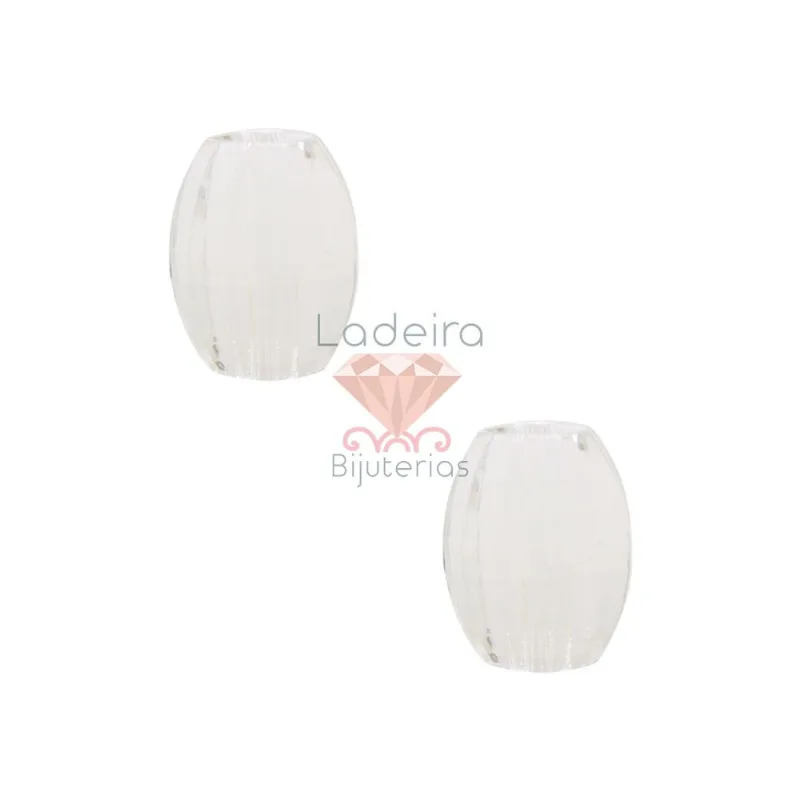 Oval Trabalhado Passante De Acrilico 16X22mm Cristal Transparente