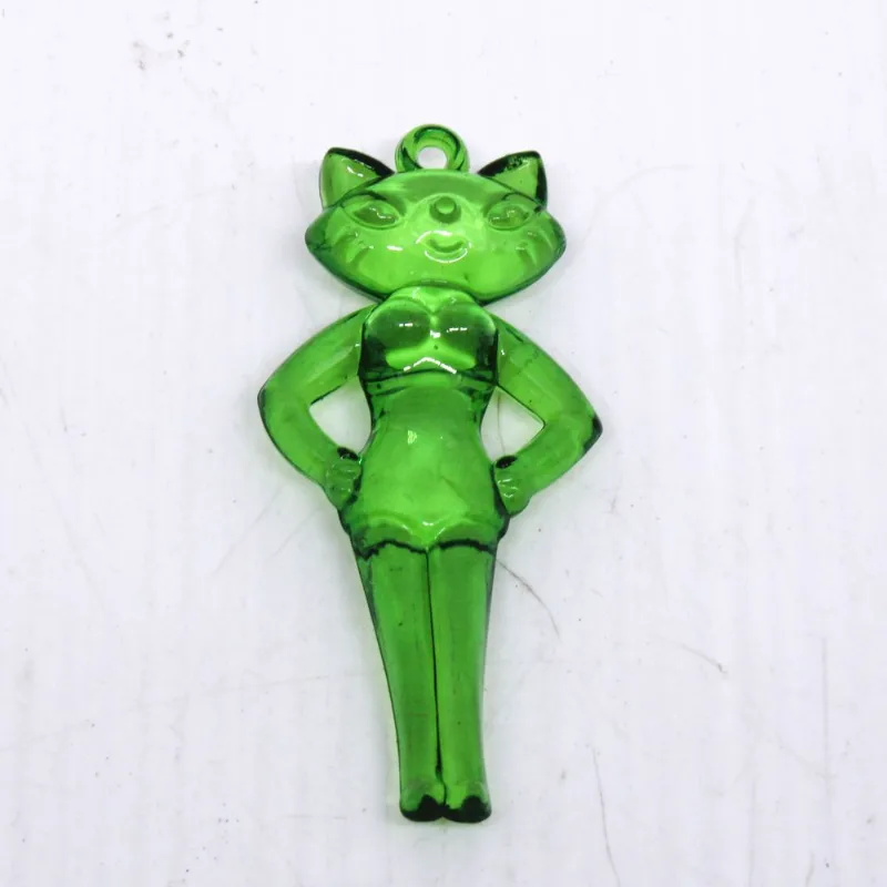 Pingente Mulher Gato 25X60mm Em Acrilico Com 500Gr 034 - Verde Bandeira 20