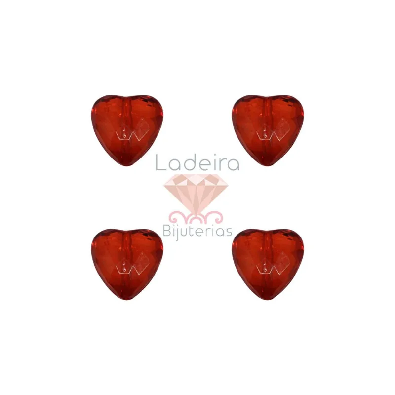 CORAÇAO PASSANTE 17MM EM ACRILICO COM 500GR 012 - Vermelho 12