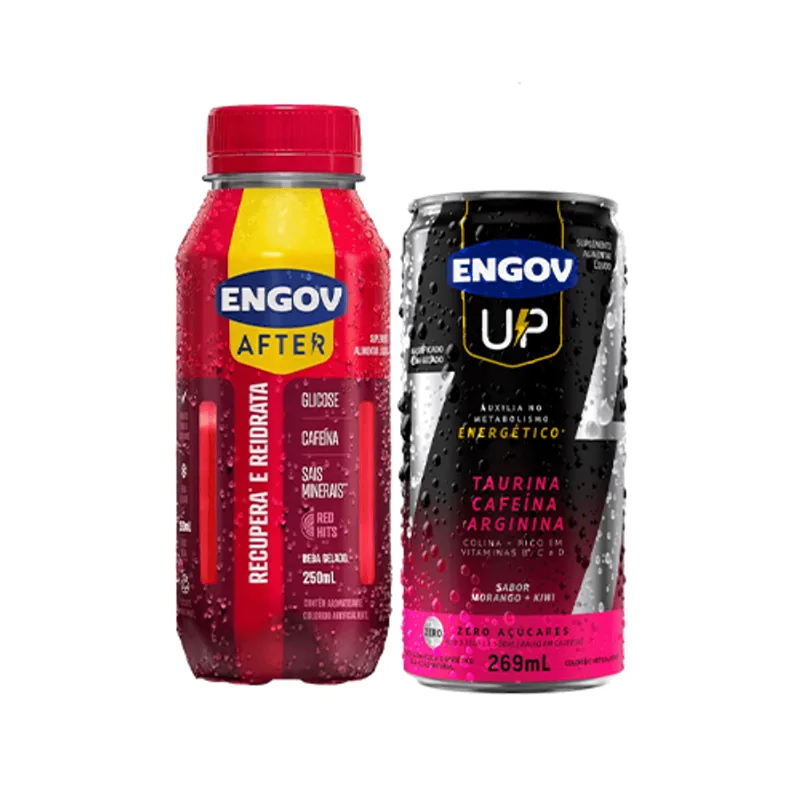 Kit Engov After Red Hits 250ml + Engov Up Morango e Kiwi Lata 269ml