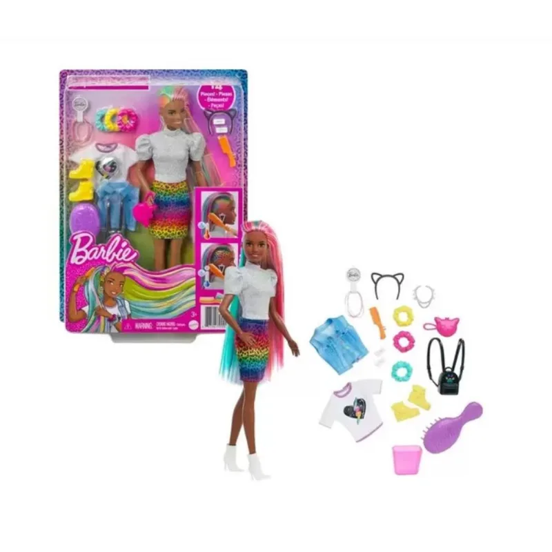 Barbie Negra cabelo colorido raspado muda de cor - Mattel GRN80