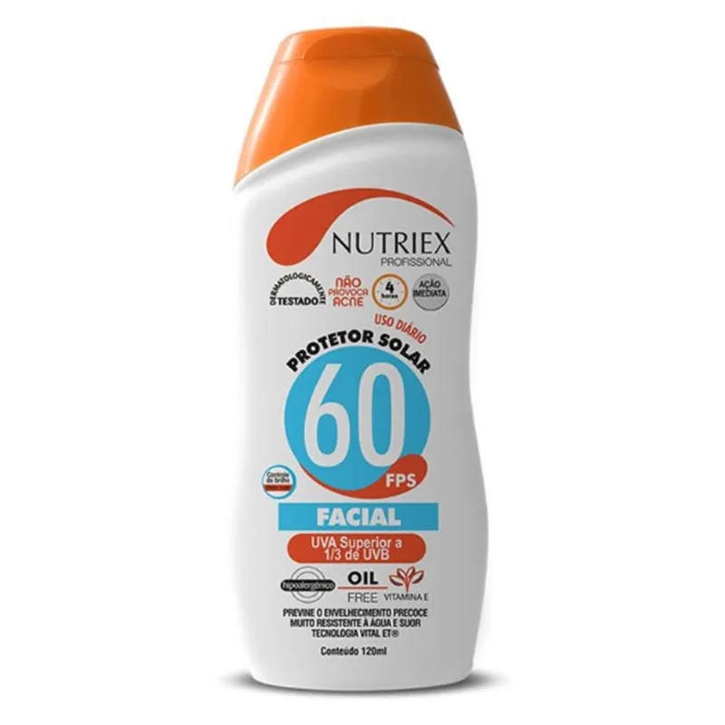 Protetor Solar Facial FPS 60 120 ML Bisnaga NUTRIEX