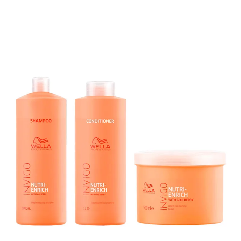 Kit Wella Professionals Invigo Nutri Enrich - Shampoo 1000ml + Condicionador 1000ml + Máscara 500ml Kit