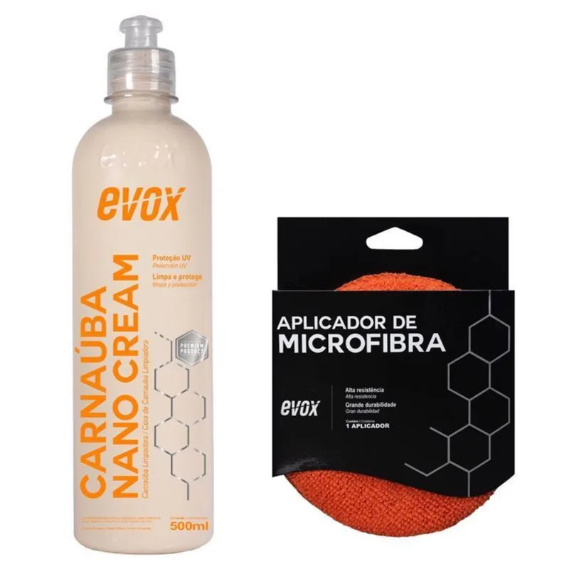 Cera De Carnaúba Nano Cream E Aplicador De Microfibra Evox