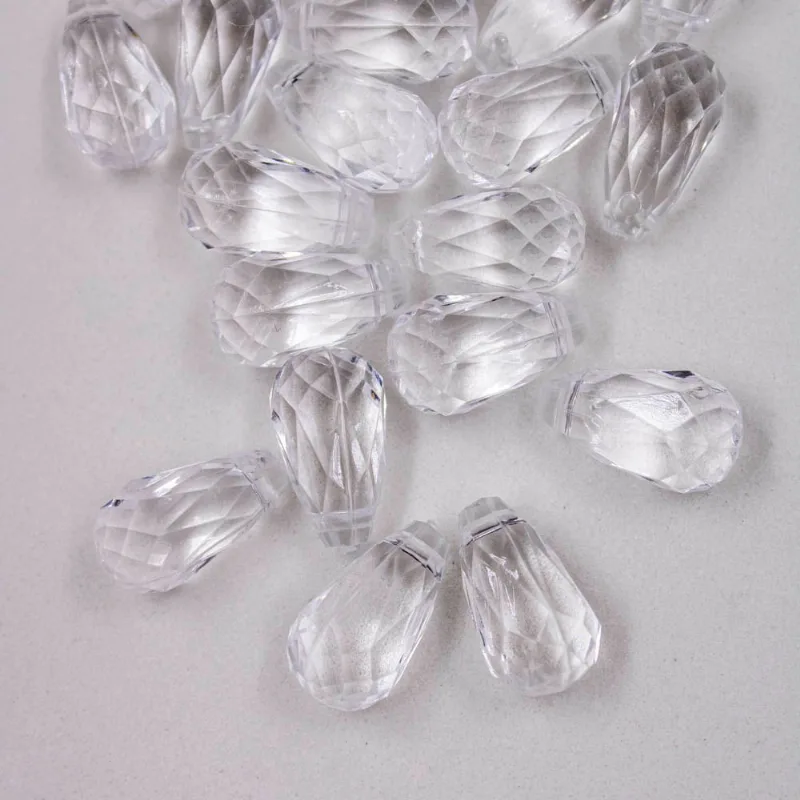 PINGENTE GOTA SEXTAVADO 18MM EM ACRILICO COM 500GR C001 - Cristal Transparente C001